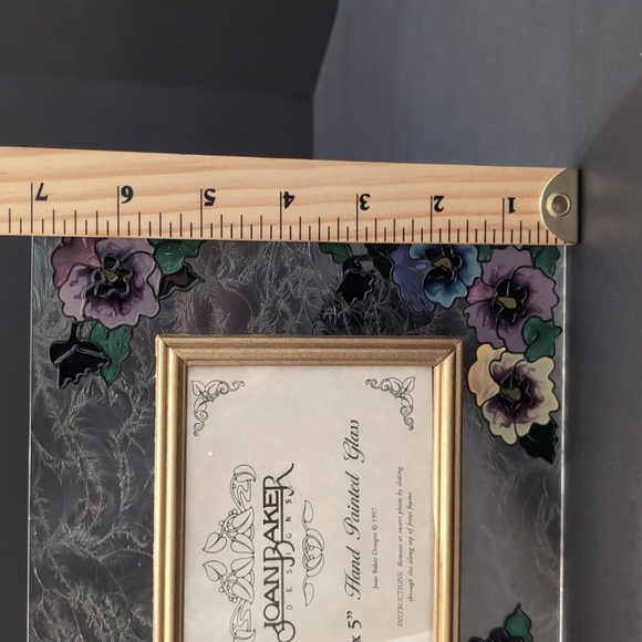 1997 Joan Baker Designs Hand-painted Floral Glass Picture Frame. - Picture 9 of 9